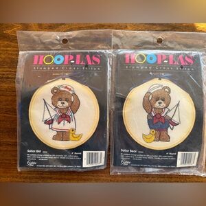 Hoop-Las Sailor Bear and Girl Cross Stitch Set